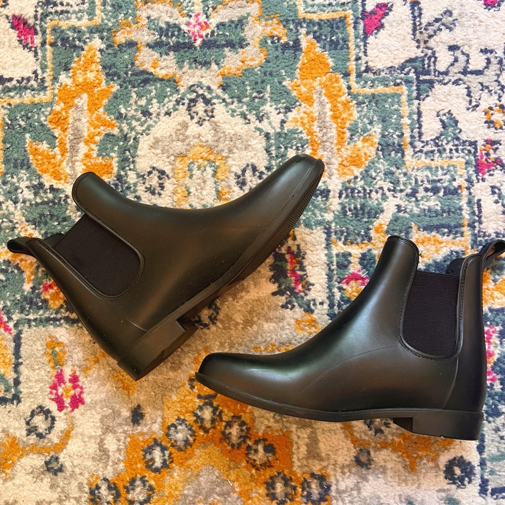 Black rain boots